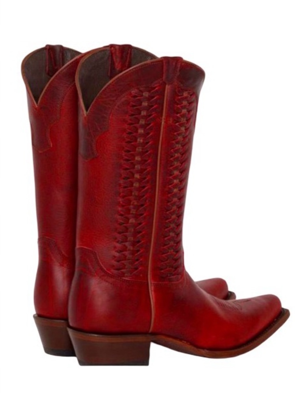 shyanne dark red leather woven western cowboy boots snip toe women’s size 8.5 - Picture 4 of 16